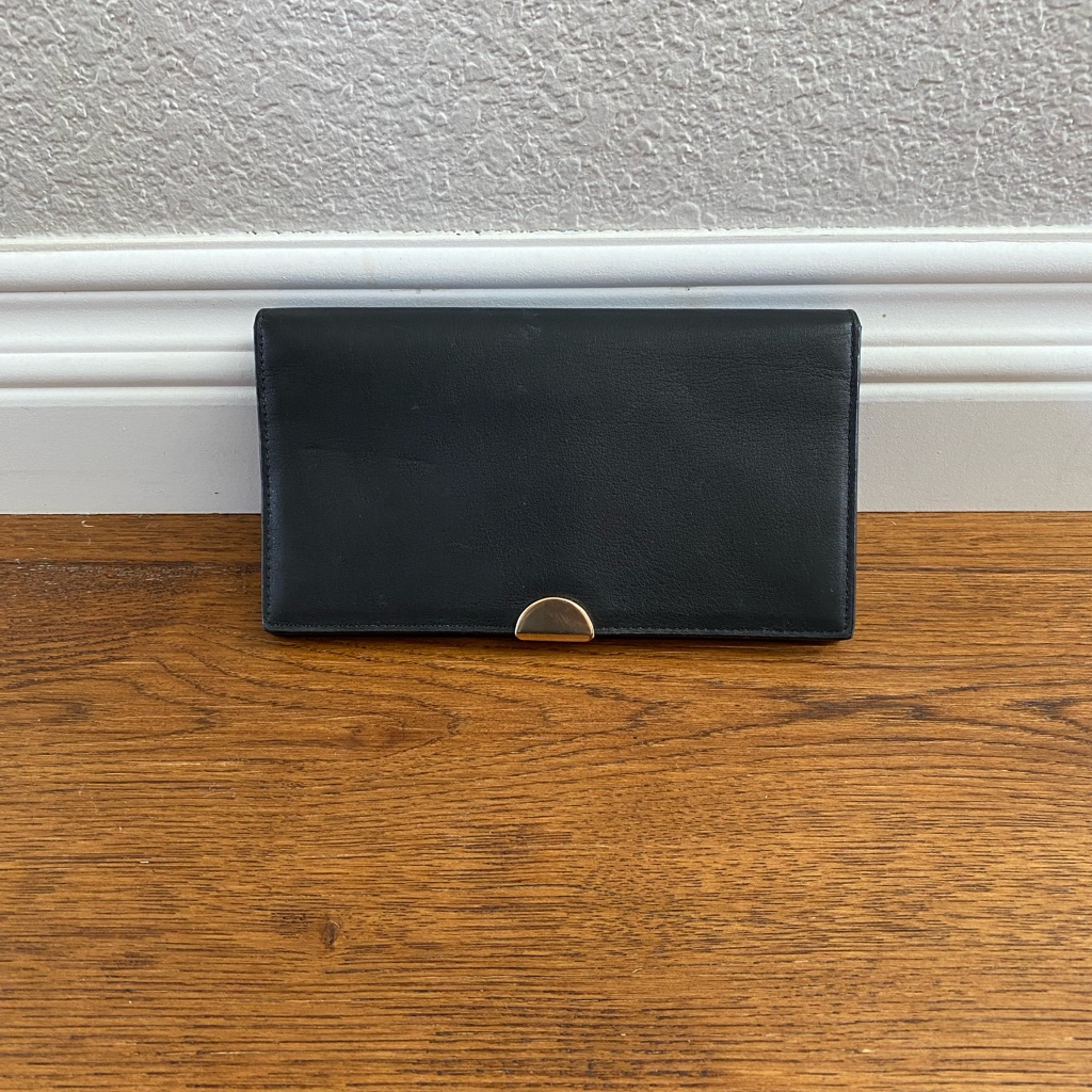 Coach Black Leather Dreamer Wallet With Gold Accent Half-Moon Closure